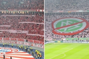 達成共識！拜仁和斯圖加特球迷都打出反德國足協橫幅和TIFO