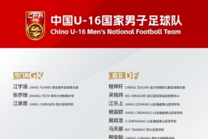 U16國(guó)足最新集訓(xùn)名單：大衛(wèi)掛帥劉凱源領(lǐng)銜，魯能足校6人入選
